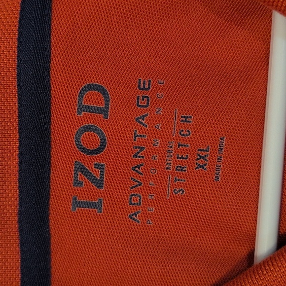IZOD Men's Burnt Orange Advantage Performance Stretch Short Sleeve Polo - Picture 3 of 6